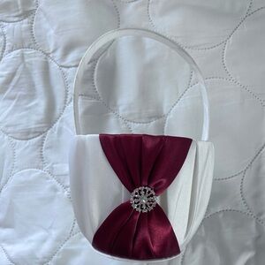 Flower girl basket - burgundy